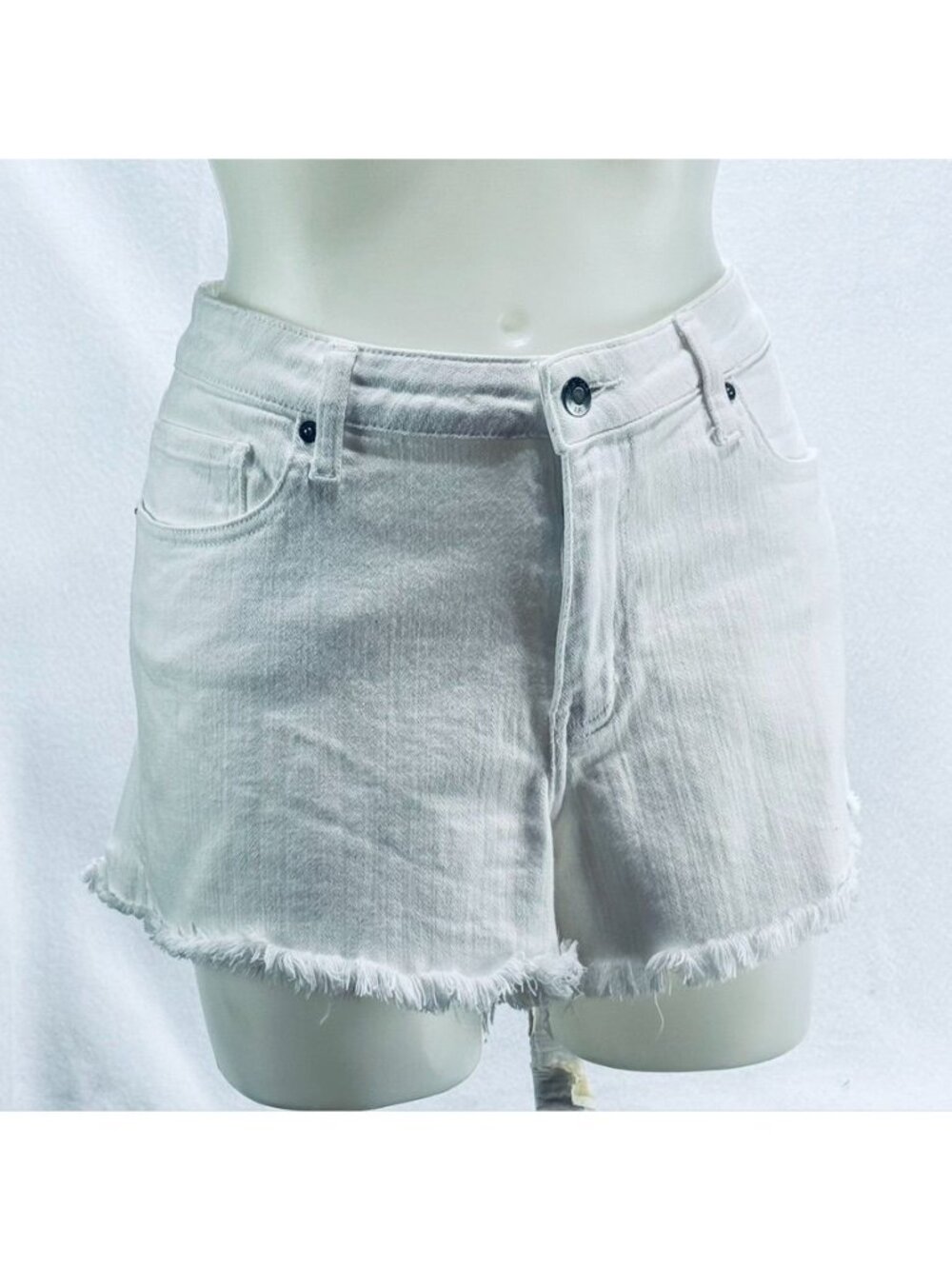 PISTOLA Women's Shorts White Cotton Denim Jean Frayed Edge Hem Stretch Size 32 - Picture 15 of 15